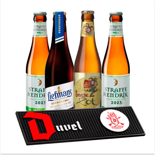 Kit 4 Cervejas Belgas + Bar Mat Duvel