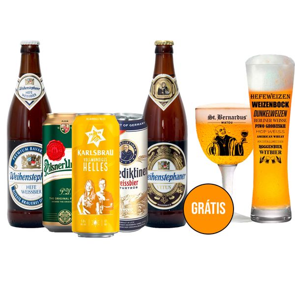 Kit Explorador 5 Cervejas Europeias + 2 Copos Grátis